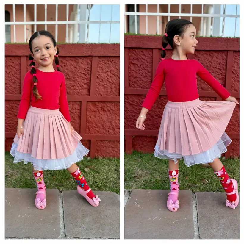 Saia Plissada Rosa